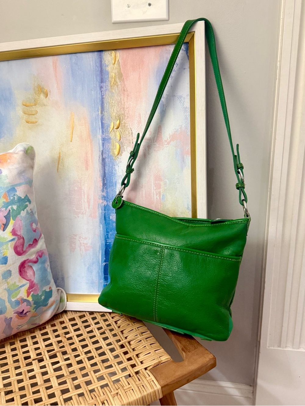 💚✨ The Sak Vibrant Green Leather Messenger Bag ✨💚